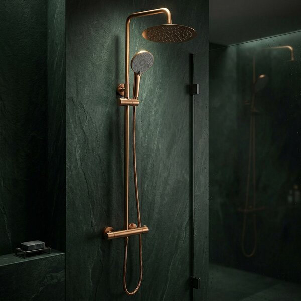 Shower set without spout with thermostat Rea Lungo Copper Brush