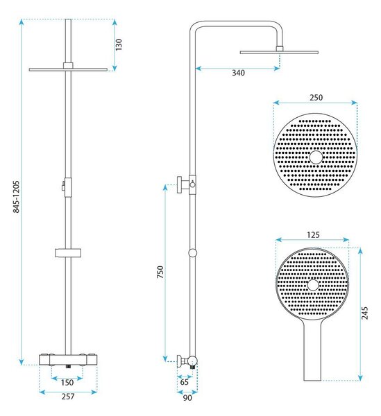 Shower set without spout with thermostat Rea Lungo Copper Brush