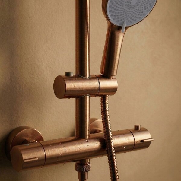 Shower set without spout with thermostat Rea Lungo Copper Brush