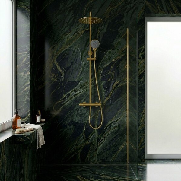 Shower set without spout with thermostat Rea Lungo Gold