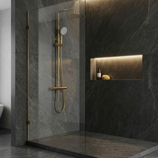 Shower set without spout with thermostat Rea Lungo Gold