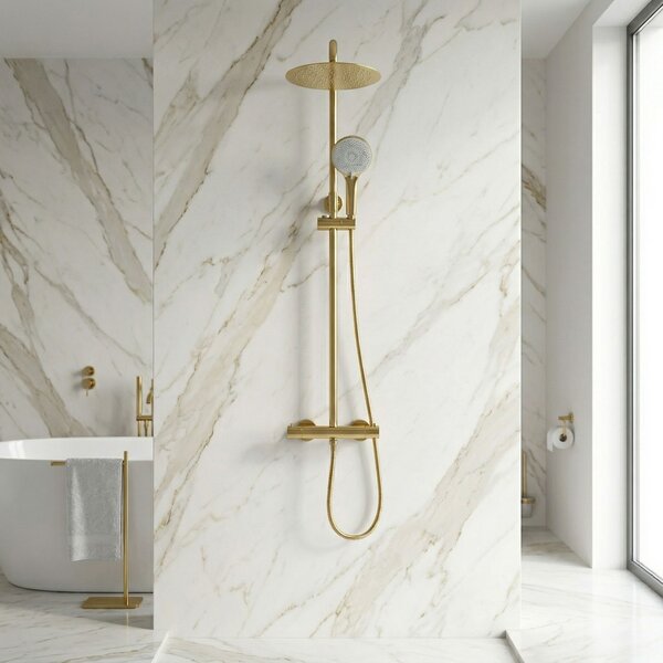 Shower set without spout with thermostat Rea Lungo Gold