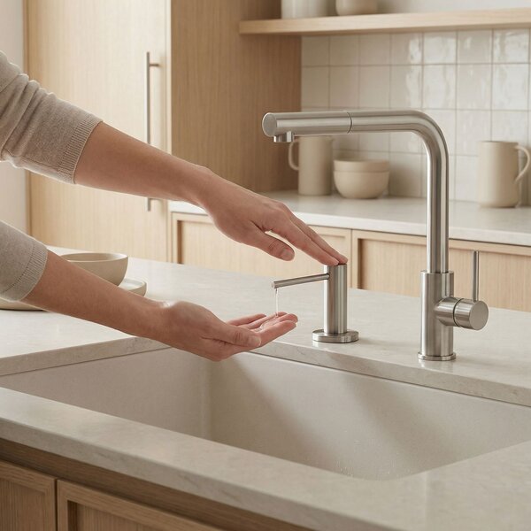 Detergent dispenser for sinks Rea DEX Brush Nickel