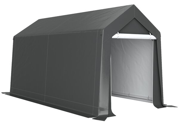 Outsunny Portable Shed, Garden Storage Shed with Window and Door for Motorcycles, Bicycles, 3.6 x 2.1m, Dark Grey Aosom UK