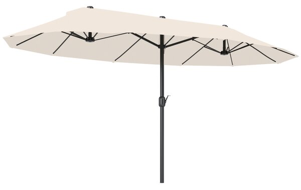 Outsunny Waterproof 4.6m Garden Parasol Double-Sided Sun Umbrella Patio Market Shelter Canopy Shade Outdoor Beige - NO BASE Aosom UK