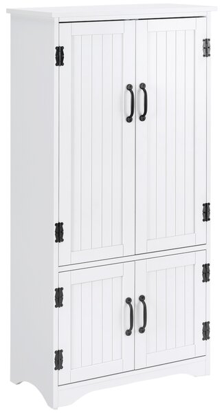 HOMCOM Accent Floor Storage Cabinet Kitchen Pantry with Adjustable Shelves and 2 Lower Doors, White Aosom UK