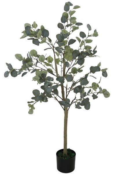 HOMCOM Decorative Artificial Plant, 5ft/ 150cm Silk Eucalyptus Tree with 230 Silver Dollar Leaves in Pot, Fake Plant for Home, Office, Living Room, Indoor Decor