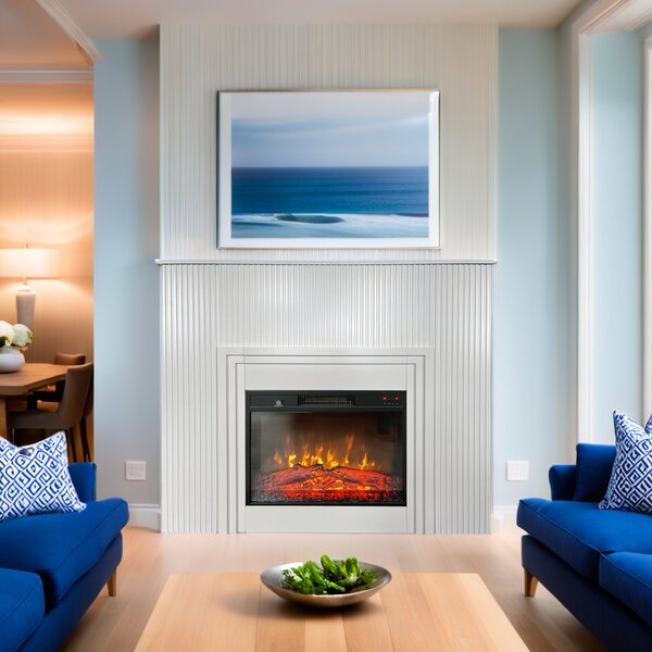 Free Standing Electric Fires with decorative slats ElectricSun LAMELIA White, with Sound Effect, 3 Colour, with APP, W120xH102cm