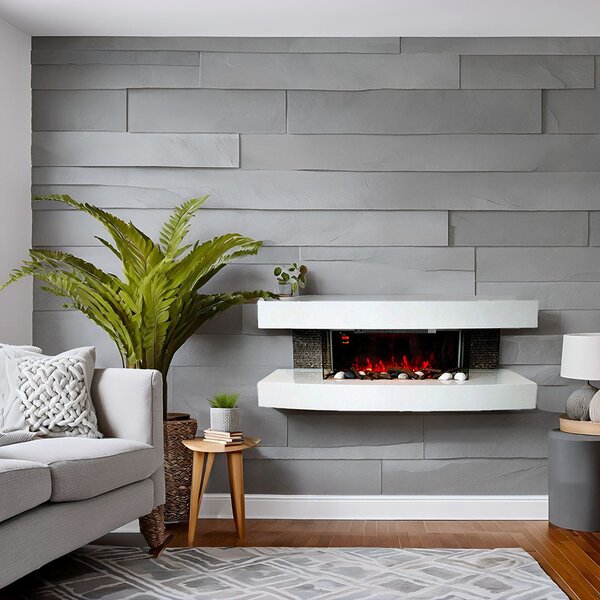 Wall Mounted Electric Fires ElectricSun Paula BIG White Electric Fire, with Sound Effect, 10 Colour, with APP, W150xH46x31cm