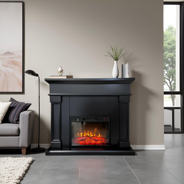 Free Standing Electric Fires ElectricSun Marisa Black Matte, with Sound Effect, 3 Colour, with APP, W120xH102cm