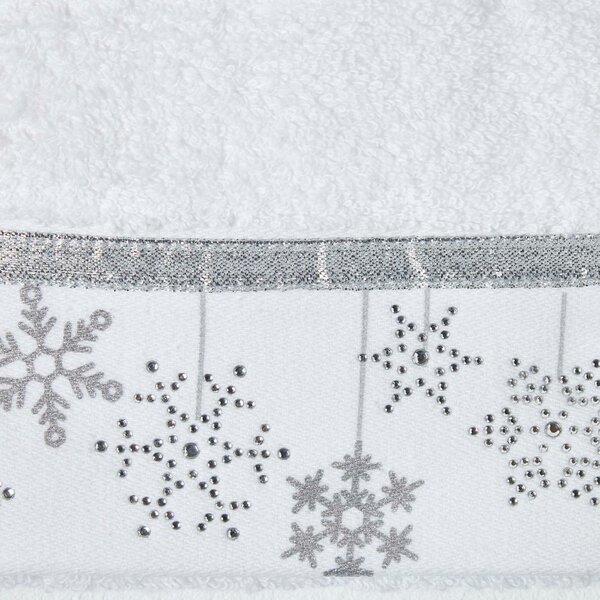 Homescapes Snowflake Embroidered 100% Cotton Christmas Hand Towel