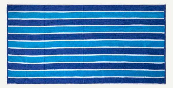 Homescapes 100% Recycled Cotton Blue Stripe Beach Towel, 90 x 180 cm