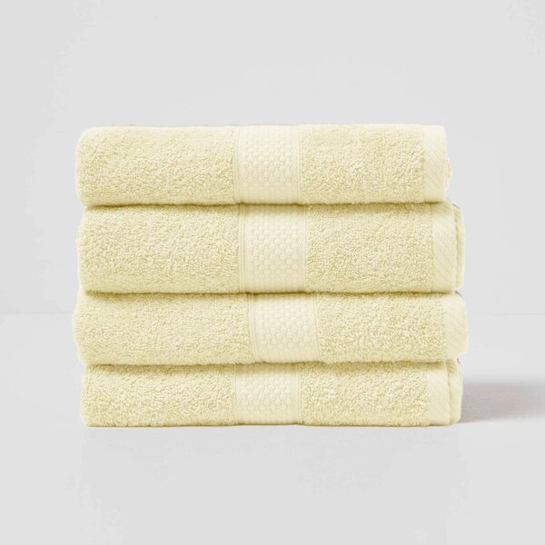 Homescapes Yellow Hand Towel Set of 4 Turkish Cotton