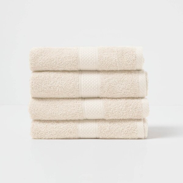 Homescapes Cream Hand Towel Set of 4 Turkish Cotton