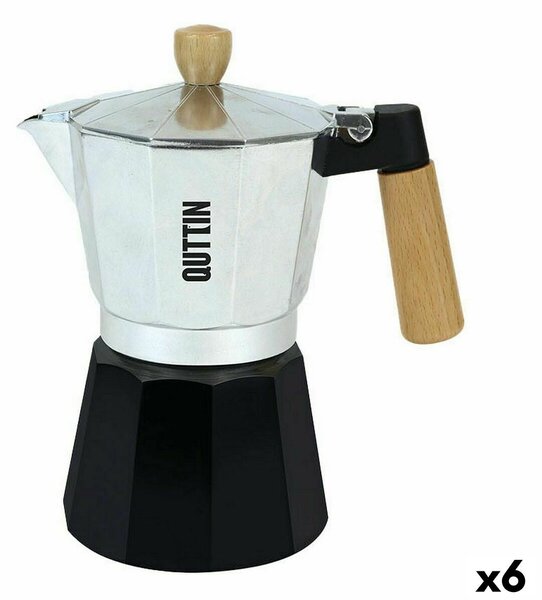 Italian Coffee Pot Quttin 12 Cups Wood Aluminium (6 Units)