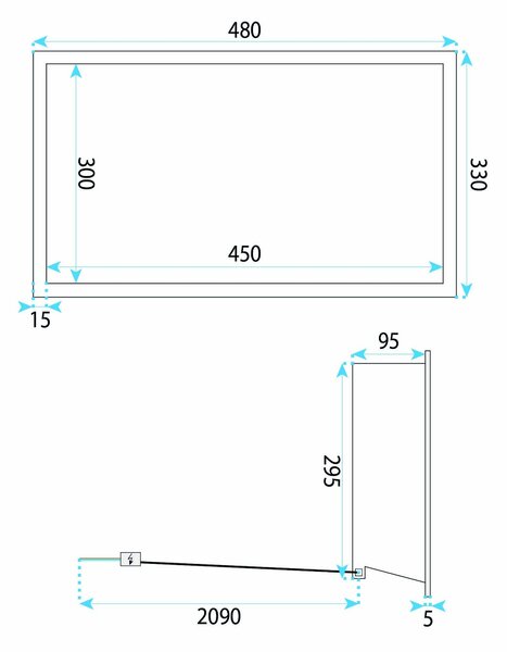 Bathroom shelf LED 30x45 Titan