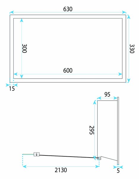 Bathroom shelf LED 30x60 brush copper