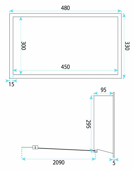 Bathroom shelf LED 30x45 brush copper