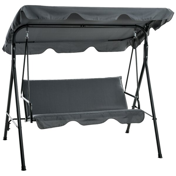 Outsunny 3 Seater Garden Swing, Waterproof Swing Chair with Adjustable Canopy for Patio, Grey Aosom UK