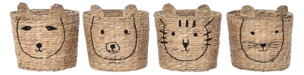 Basket DKD Home Decor Tropical animals Rushes (35 x 35 x 35 cm) (4 Units)