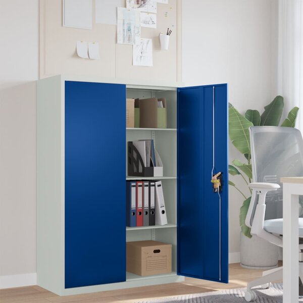 Office Cabinet Metal 90x40x140 cm Grey and Blue