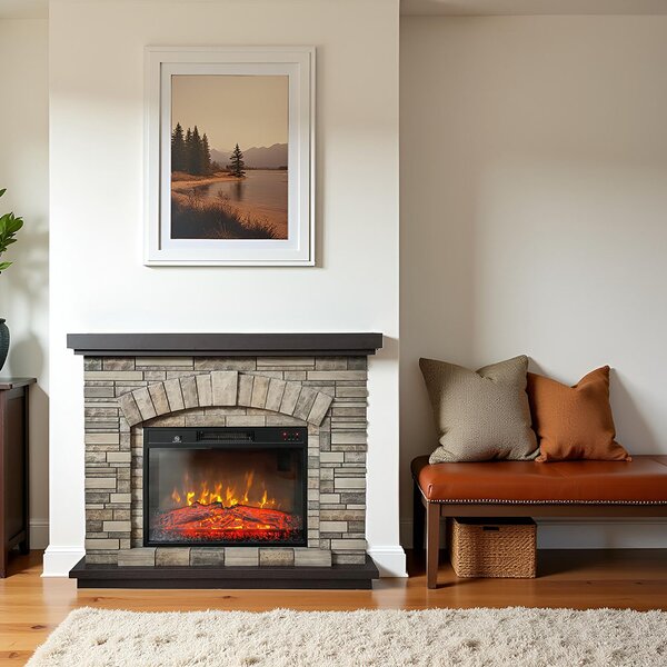 Electric Fireplace ElectricSun AMBAR Stone Free Standing Electric Fires, with Sound Effect, 3 Colour, with APP, W107xH90cm