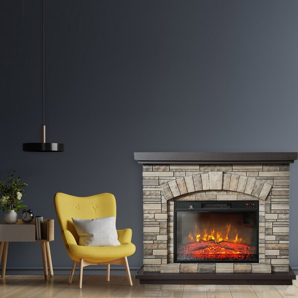 Electric Fireplace ElectricSun AMBAR Stone Free Standing Electric Fires, with Sound Effect, 3 Colour, with APP, W107xH90cm