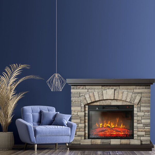 Electric Fireplace ElectricSun AMBAR Stone Free Standing Electric Fires, with Sound Effect, 3 Colour, with APP, W107xH90cm