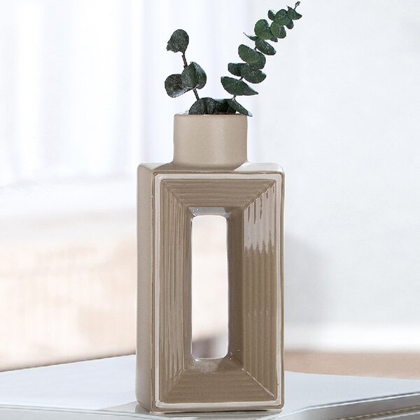 Albemarle Ceramics Rectangular Vase In Brown