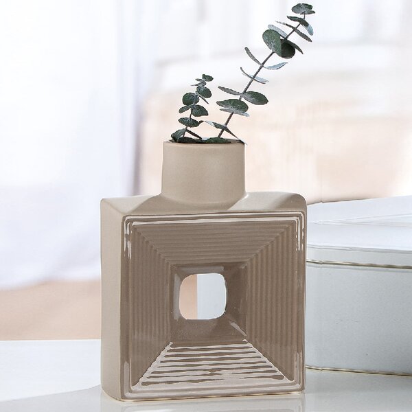 Albemarle Ceramics Square Vase In Brown