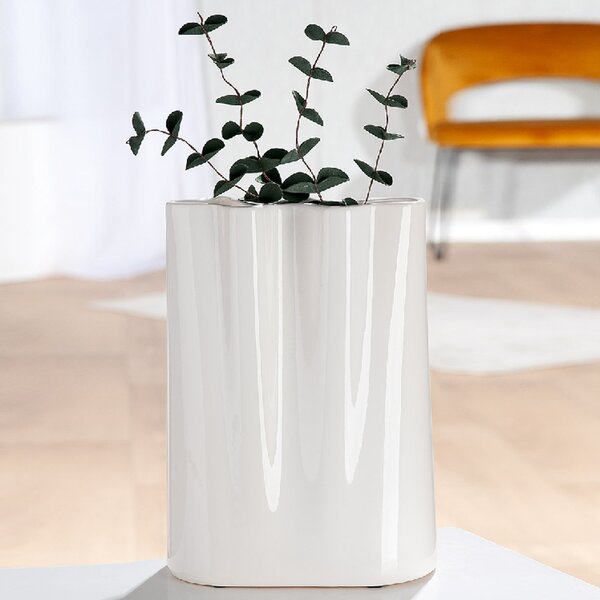 Sorelli Medium Ceramics Flower Vase In White