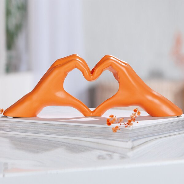 Albemarle Ceramics Heart Sculpture In Matt Orange