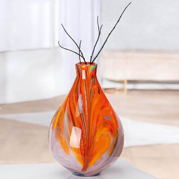 Belmora Large Glass Vase In Orange