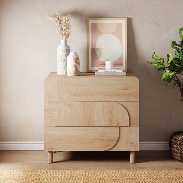 Aldo 3 Drawer Chest, Light Oak Light Oak