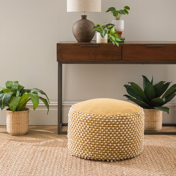 Jersey Bobble Round Pouffe Ochre