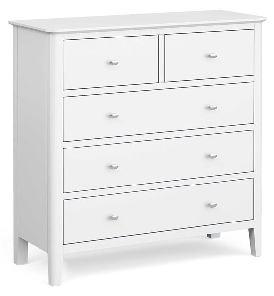 Chester White Scandi 2 Over 3 Chest of Drawers, Solid Wood | Roseland