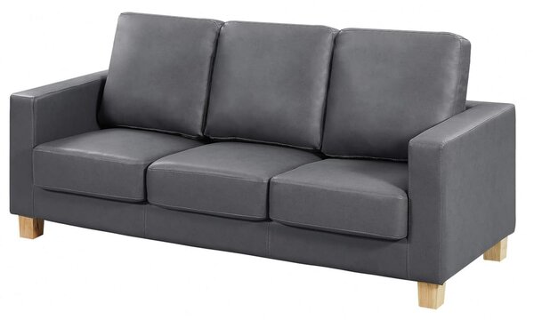 Caridad PU Leather 3 Seater Sofa In Grey
