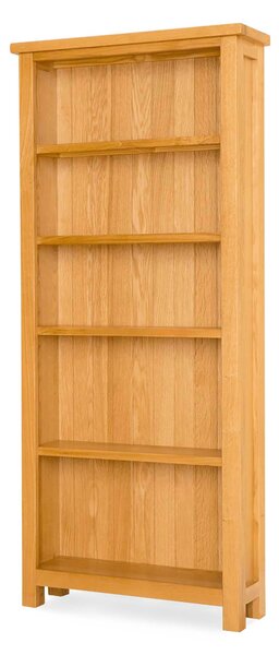 Lanner Waxed Oak Large Bookcase, 5 Fixed Shelves, W: 75cm | Rustic
