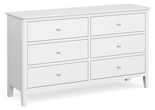 Chester White Scandi Wide Chest of Drawers, Solid Wood | Roseland
