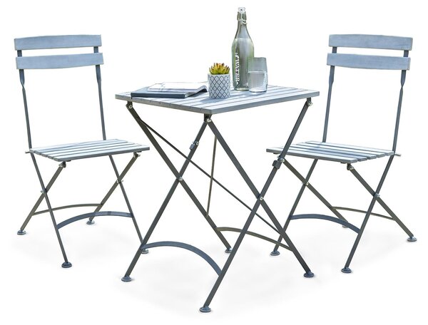 Anton Bistro Set, Small Folding Patio Steel & Wood Dining Set Suitable for 2 | Roseland Furniture