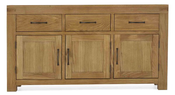Abbey Grande Large Thick Top Oak Sideboard, 3 Drawer | Solid Waxed Oak