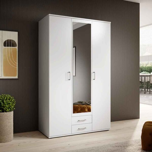 Kasper Wooden Wardrobe With 2 Doors 2 Drawers - White