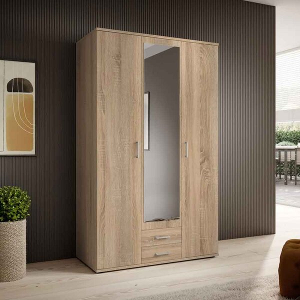 Kasper Wooden Wardrobe With 2 Doors 2 Drawers - Oak Sonoma