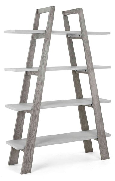 Epsom Industrial Large Ladder Bookcase | Concrete Effect & Oak