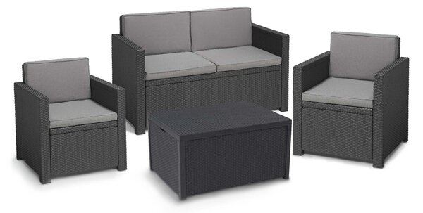 Keter 4 Seat Sofa Set with Storage | Outdoor Chair Set with Table | Roseland Furniture