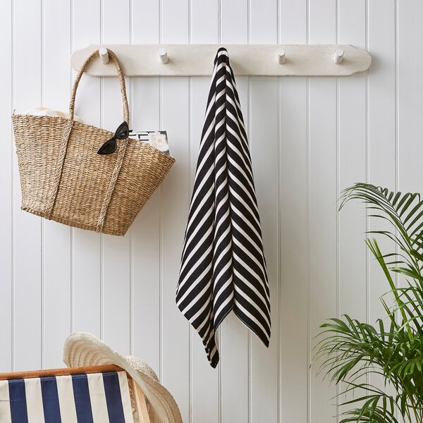 Monochrome Stripe Cotton Printed Beach Towel Black