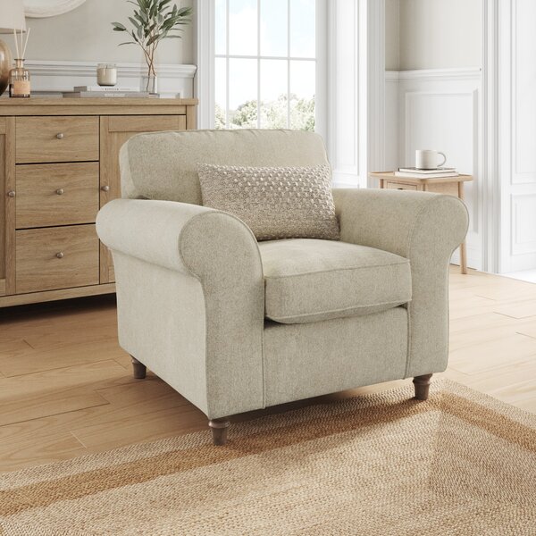 Flori Soft Chenille Armchair Sandstone