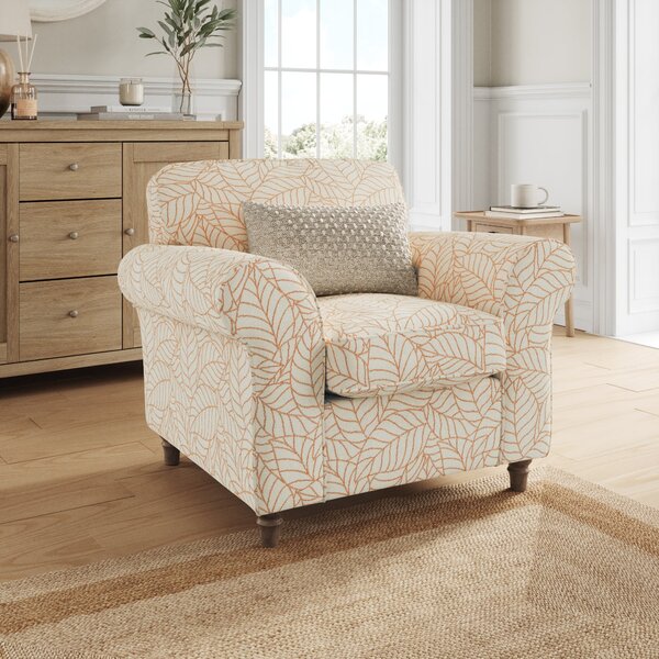 Flori Woven Leaf Fabric Armchair Leaf Butterscoth