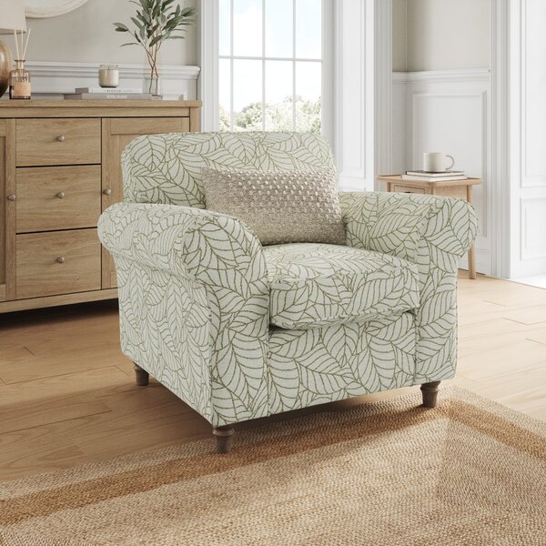 Flori Woven Leaf Fabric Armchair Leaf Olive