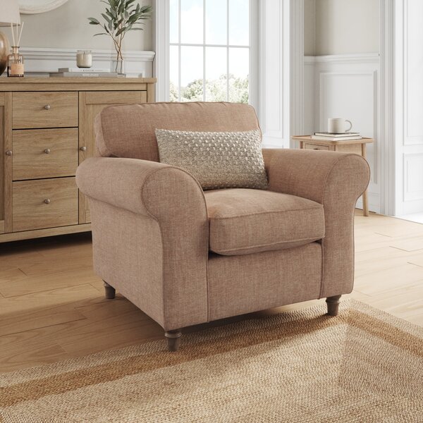 Flori Tonal Plush Chenille Armchair Soft Clay